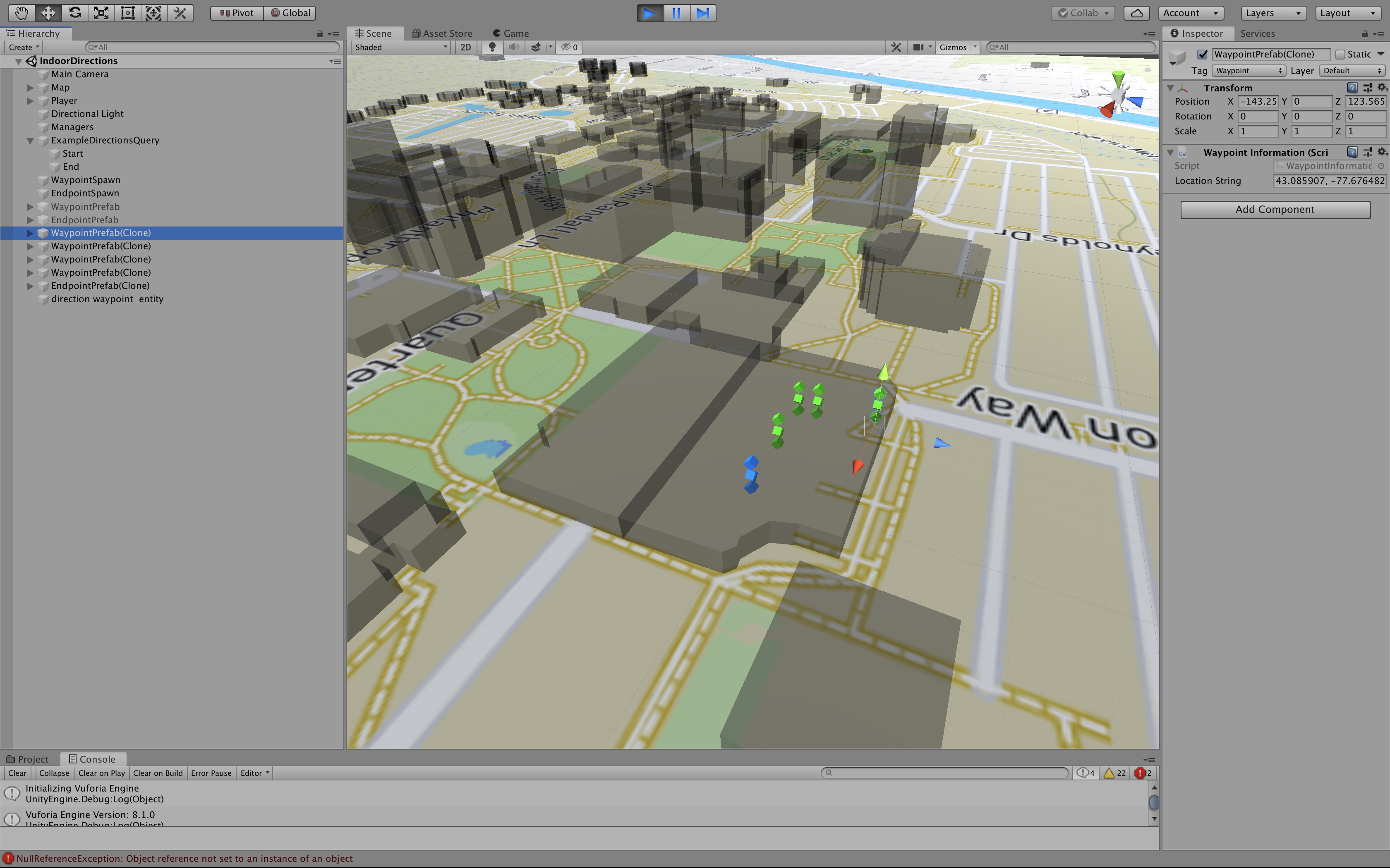 Waypoints spawn on map via coordinates.
